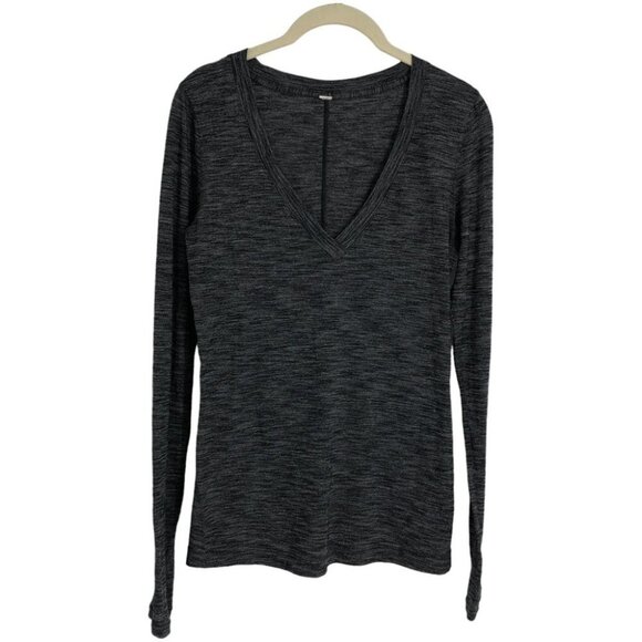 Lululemon Heathered Black  &go Everywhere Long Sleeve Shirt size ~4 - Picture 2 of 16